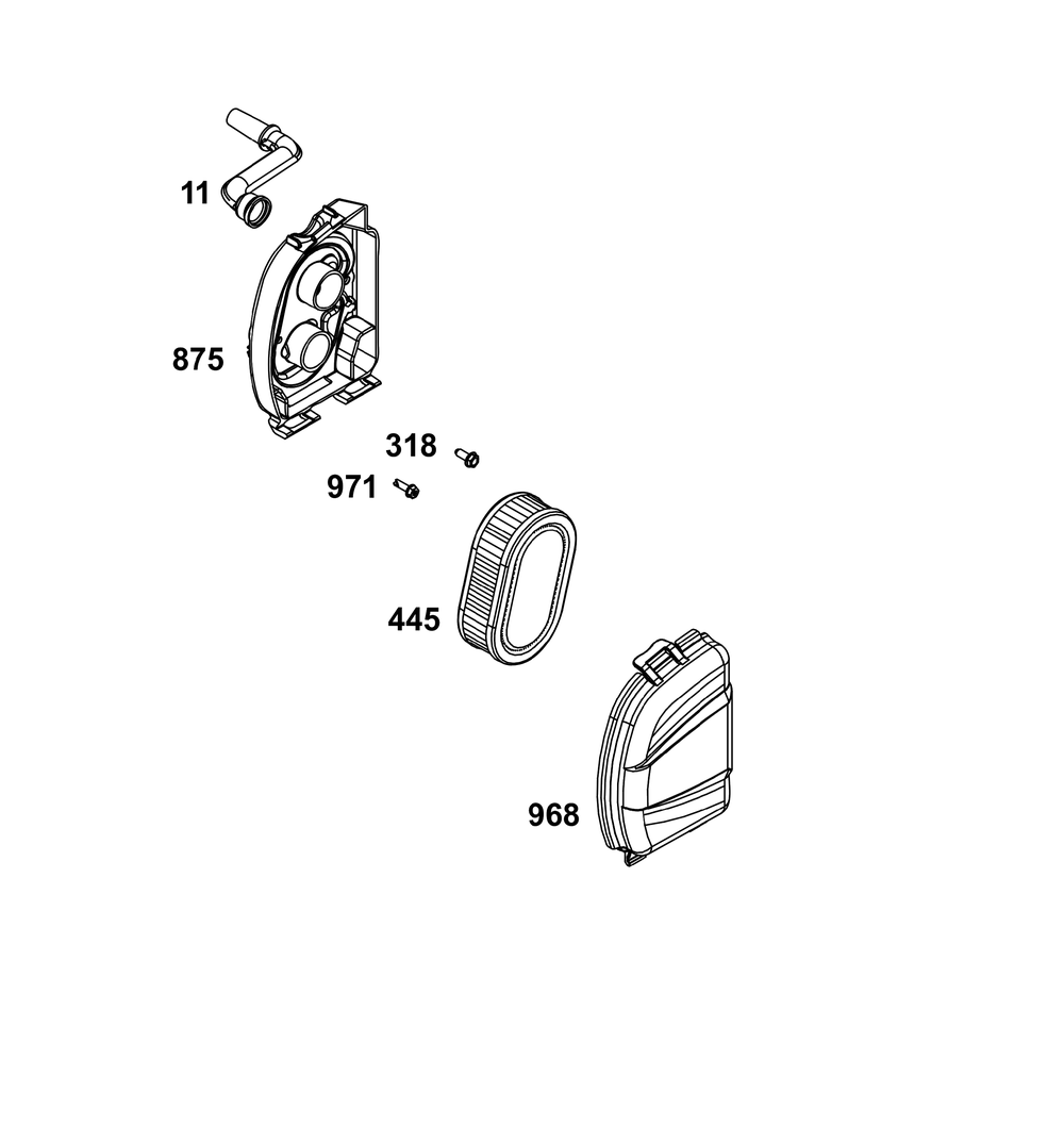 Air Cleaner Group Diagram and Parts List for 09P902-0009-H5 020000 - 09Z999 Briggs and Stratton Engine